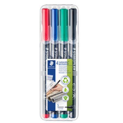 Immagine di Busta 4 Pennarelli Permanenti Staedtler Lumocolor  313 Colori Assortiti 0.4Mm [313WP4]