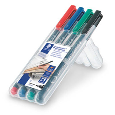 Immagine di Busta 4 Pennarelli Permanenti Staedtler Lumocolor 313 Colori Assortiti 0.6Mm [318WP4]