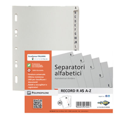 Immagine di Separatore Alfabetico Ppl A/Z Sei Rota Record R 15X21Cm (A5) Grigio [581500]