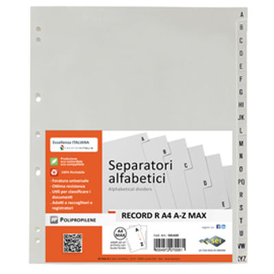 Immagine di Separatore Alfabetico Ppl A/Z Sei Rota Record R 21X29.7Cm (A4) Grigio [581401]