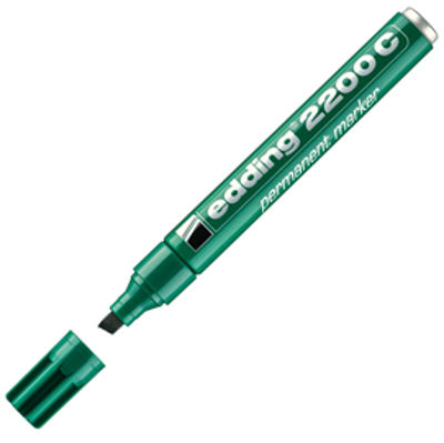 Immagine di Marcatore permanente Edding 2200c  - punta a scalpello - 1,5 - 5 mm - verde - Edding [E-2200C 004]