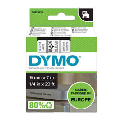 Immagine di Nastro D1 436100 - 6 mm x 7 mt - nero/trasparente - Dymo [S0720770]