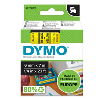 Immagine di Nastro Dymo Tipo D1 (6Mmx7Mt) Nero/Giallo 436180 [S0720790]