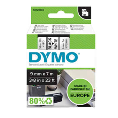 Immagine di Nastro Dymo Tipo D1 (9Mmx7M) Nero/Bianco 409130 [S0720680]