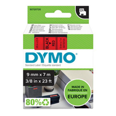 Immagine di Nastro Dymo Tipo D1 (9Mmx7M) Nero/Rosso 409170 [S0720720]