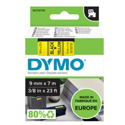 Immagine di Nastro Dymo Tipo D1 (9Mmx7M) Nero/Giallo 409180 [S0720730]