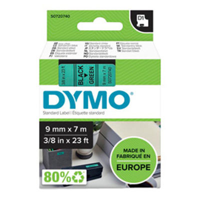 Immagine di Nastro D1 409190 - 9 mm x 7 mt - nero/verde - Dymo [S0720740]