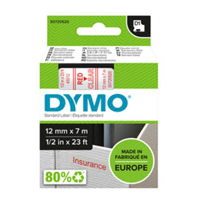 Immagine di Nastro Dymo Tipo D1 (12Mmx7M) Rosso/Trasparente 450120 [S0720520]