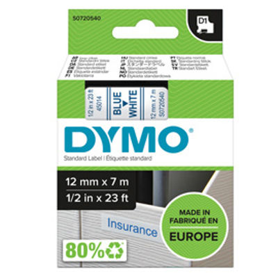 Immagine di Nastro Dymo Tipo D1 (12Mmx7M) Blu/Bianco 450140 [S0720540]