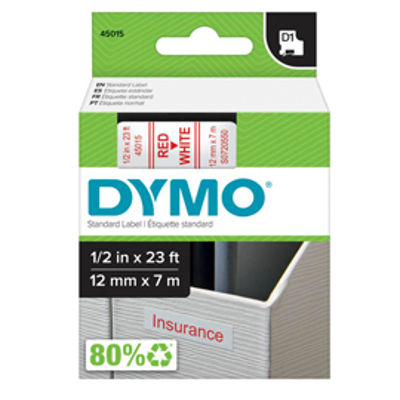 Immagine di Nastro Dymo Tipo D1 (12Mmx7M) Rosso/Bianco 450150 [S0720550]