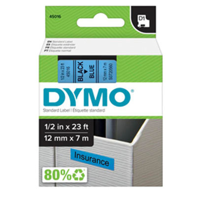 Immagine di Nastro Dymo Tipo D1 (12Mmx7M) Nero/Blu 450160 [S0720560]