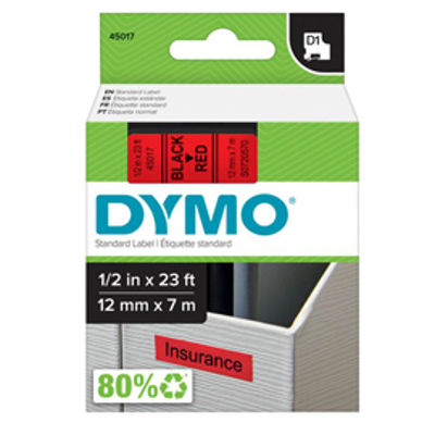 Immagine di Nastro Dymo Tipo D1 (12Mmx7M) Nero/Rosso 450140 [S0720570]