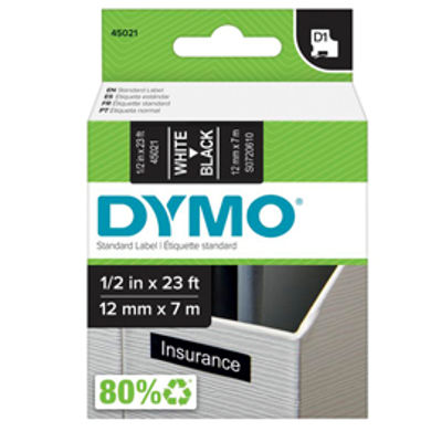 Immagine di Nastro Dymo Tipo D1 (12Mmx7M) Bianco/Nero 450210 [S0720610]