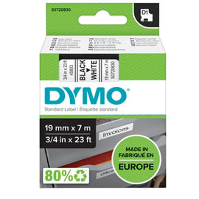 Immagine di Nastro Dymo Tipo D1 (19Mmx7Mt) Nero/Bianco 458030 [S0720830]