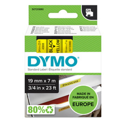 Immagine di Nastro Dymo Tipo D1 (19Mmx7Mt) Nero/Giallo 458080 [S0720880]