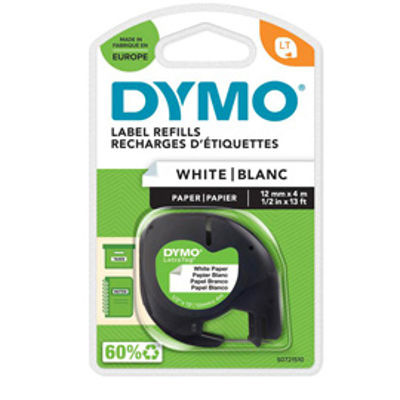 Immagine di Nastro Dymo Letratag In Carta 912000 12Mmx4M Nero/Bianco [S0721510]