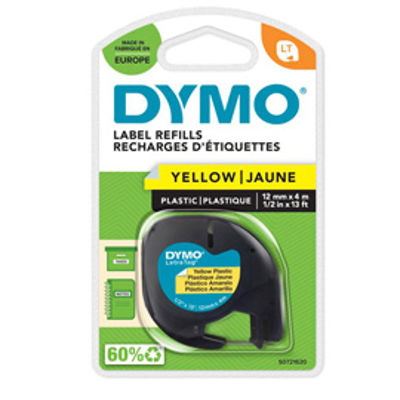 Immagine di Nastro Dymo Letratag In Plastica 912020 12Mmx4M Nero/Giallo [S0721620]