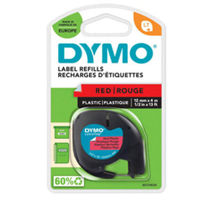 Immagine di Nastro Dymo Letratag In Plastica 912030 12Mmx4M Nero/Rosso [S0721630]