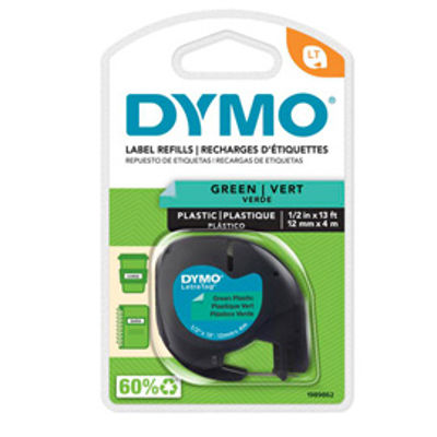 Immagine di Nastro Dymo Letratag In Plastica 912040 12Mmx4M Nero/Verde [S0721640]