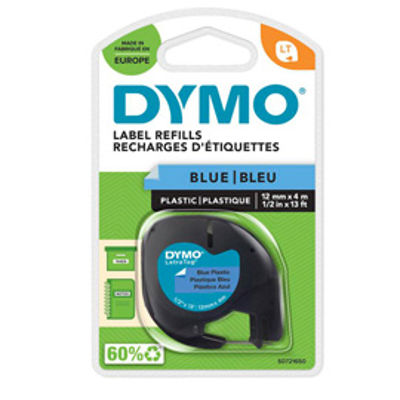 Immagine di Nastro Dymo Letratag In Plastica 912050 12Mmx4M Nero/Blu [S0721650]