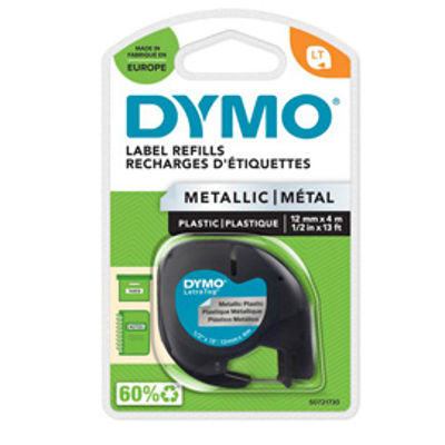 Immagine di Nastro Dymo Letratag Metallico 912080 12Mmx4M Nero/Argento [S0721730]