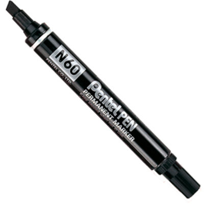 Immagine di Marcatore Permanente Pentel N60 Punta Scalpello Nero [N60-A]