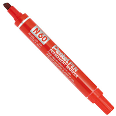 Immagine di Marcatore Permanente Pentel N60 Punta Scalpello Rosso [N60-B]