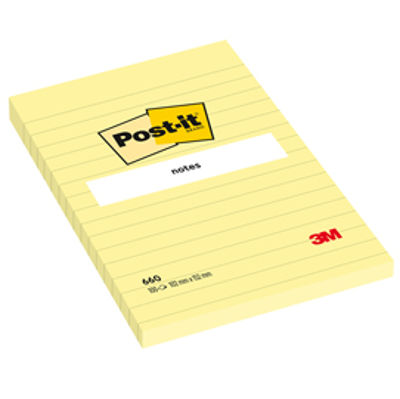 Immagine di Blocco Foglietti 100pz. Post It 102x152mm Giallo Canary a Righe [70208]