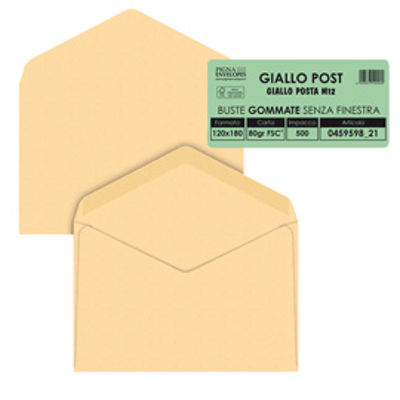 Immagine di Confezione 500pz. Busta Pigna Giallo Postale Carta Riciclata FSC 120x180mm 80gr [045959821]