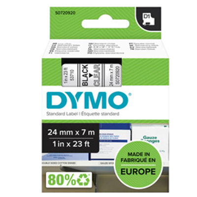 Immagine di Nastro D1 537100 - 24 mm x 7 mt - nero/trasparente - Dymo [S0720920]