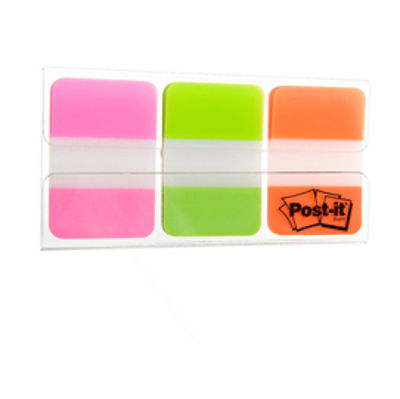 Immagine di Segnapagina Post-it® Index Strong Medium - 25x38 mm - colori vivaci - dispenser da 66 segnapagina [686-PGO]