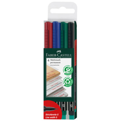 Immagine di BUSTA 4 COLORI PENNARELLO MULTIMARK 0,4mm SUPERFINE FABER-CASTELL [152304]