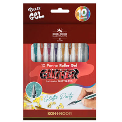 Immagine di Roller gel colorati - colori glitter - Koh I Noor - astuccio 10 roller [NAGP10S]