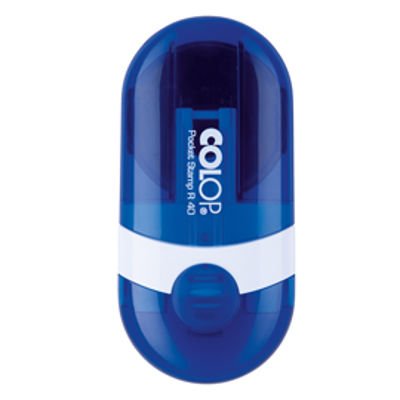 Immagine di Timbro Pocket Stamp R40 - diametro 40 mm - 5 righe - autoinchiostrante - blu - Colop [POCKET.R40.BLU]