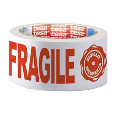 Immagine di NASTRO ADESIVO PPL 66MTX50MM FRAGILE CON SIGILLO SICUREZZA 7024 TESA [07024-00018-03]