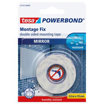 Immagine di Nastro biadesivo per specchi Tesa  Powerbond - 1,5 mt x 19 mm - bianco - Tesa  -blister 1 pezzo [55732-00002-03]