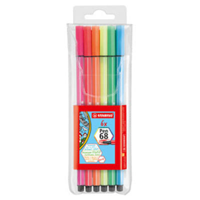 Immagine di STABILO Pen 68 astuccio in plastica da 6 colori neon  [6806-1]