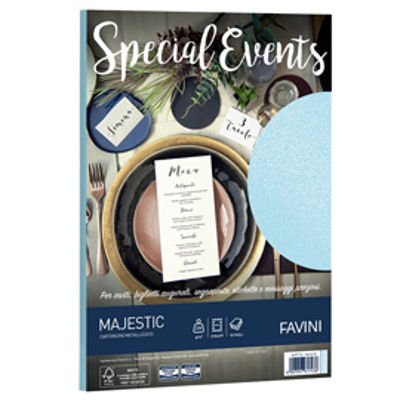 Immagine di Carta metallizzata Special Events - A4 - 250 gr - azzurro - Favini - conf. 10 fogli [A69T174]