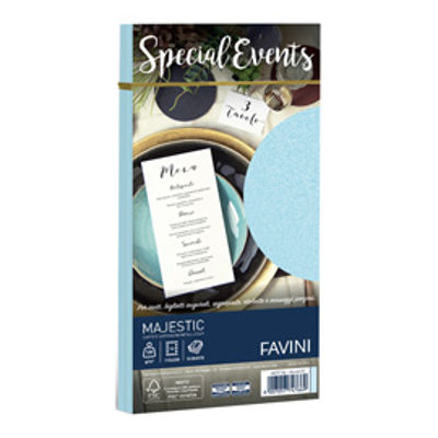 Immagine di 10 buste SPECIAL EVENTS METAL 120gr 110x220mm azzurro FAVINI [A57T154]