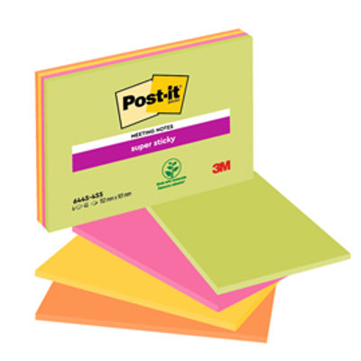 Immagine di Blocco foglietti Post it  Super Sticky Meeting Notes - 6445-SSP - 152 x 101 mm - rosa/verde neon - 45 fogli - Post it [76028]