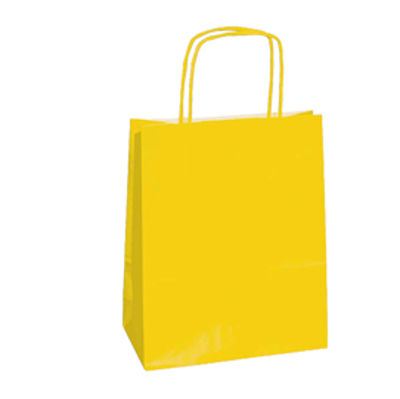 Immagine di Shopper in carta - maniglie cordino - 22 x 10 x 29cm - giallo - conf. 25 sacchetti [037276]