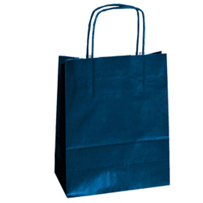 Immagine di Shopper in carta - maniglie cordino - 22 x 10 x 29cm - blu - conf. 25 sacchetti [037269]