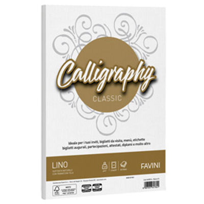 Immagine di Carta CALLIGRAPHY LINO 120gr A4 50fg bianco 01 FAVINI [A690514]