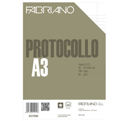 Immagine di Foglio protocollo - A4 - 1 rigo c/margine - 60 gr - Fabriano - conf. 200 pezzi [02210560]