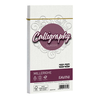 Immagine di Busta Calligraphy Millerighe - 110 x 220 mm - 100 gr - bianco 01 - Favini - conf. 25 pezzi [A570424]