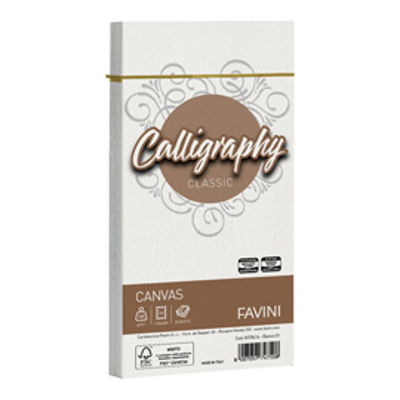 Immagine di Busta Calligraphy Canvas - 110 x 220 mm - 100 gr - bianco 01 - Favini - conf. 25 pezzi [A570414]