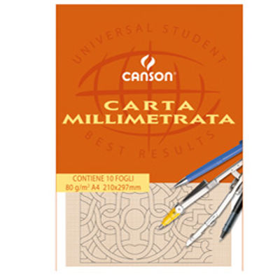 Immagine di BLOCCO CARTA OPACA MILLIMETRATA 210x297mm 10FG 80GR CANSON [200005812]