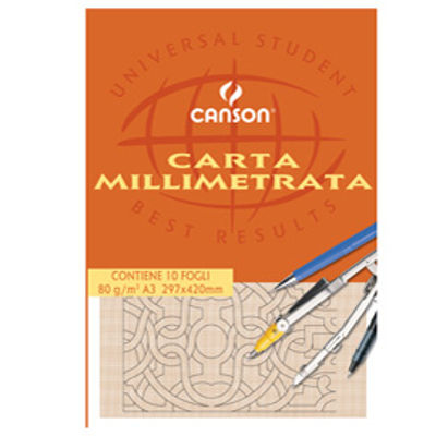 Immagine di BLOCCO CARTA OPACA MILLIMETRATA 297x420mm 10FG 80GR CANSON [200005824]