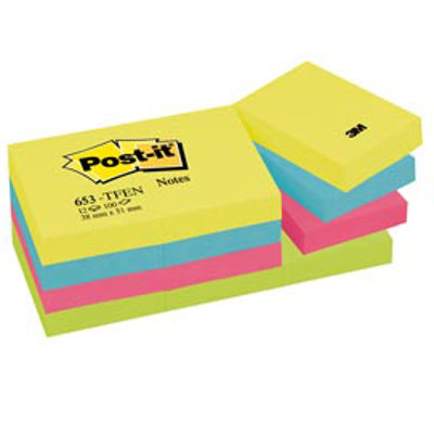 Immagine di POST-IT NOTE ENERGY TINTA UNITA 100FG 38X51 NEON ARCOBALENO 3M [653-TFEN]