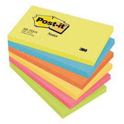 Immagine di PZ.POST-IT NOTE ENERGY TINTA UNITA 100FG 76X127 NEON ARCOBALENO 3M [655-TFEN]